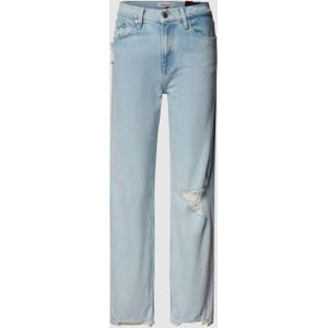 Mid rise loose fit jeans in destroyed-look