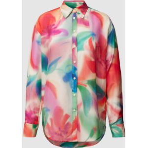 Blouse met all-over print, model 'FLOWER'