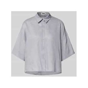 Relaxed fit linnen blouse met extra brede schouders