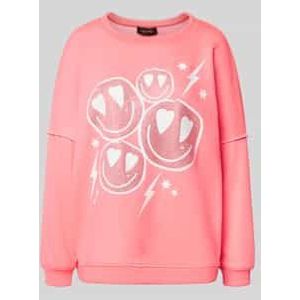 Oversized pullover van katoenmix met motiefprint