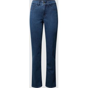 Straight fit jeans met labelpatch, model 'Angela'