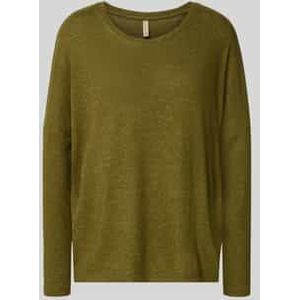 Sweatshirt met geribde ronde hals, model 'Biara'