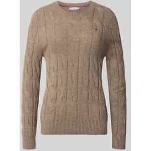 TOMMY HILFIGER - Kabeltrui - Beige - Ronde Hals - Wol