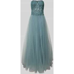 Off shoulder-avondjurk met kant en siersteentjes