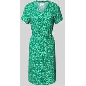 Knielange jurk van viscose met strikceintuur