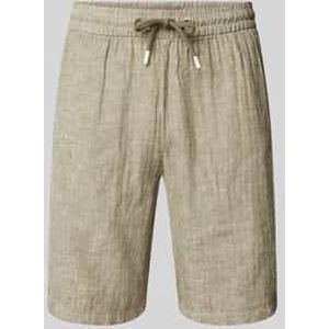 Regular fit korte linnen broek met tunnelkoord, model 'MORGAN'