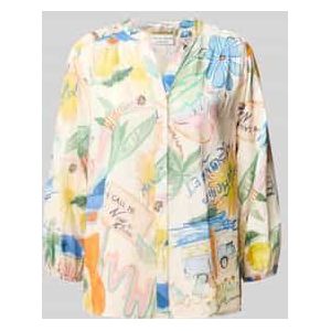 Regular fit overhemdblouse met tuniekkraag en 3/4-mouwen