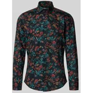 SEIDENSTICKER - Zakelijk Overhemd - Grijs - Slim Fit - Bloemenprint