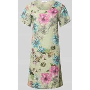 Knielange linnen jurk met ronde hals