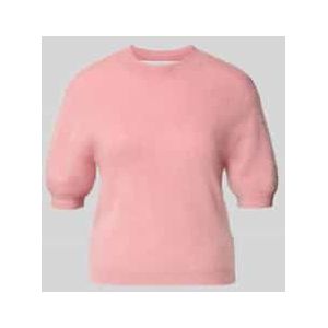 Gebreide pullover van een mix van kasjmier en wol met 1/2-mouwen