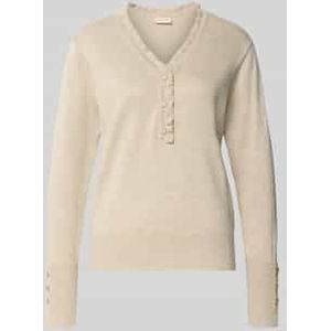 Gebreide pullover met korte knoopsluiting, model 'KATIE'