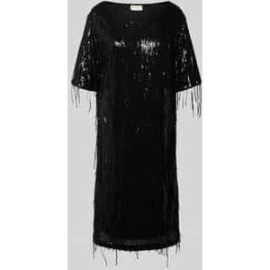 Knielange jurk met pailletten en franjes
