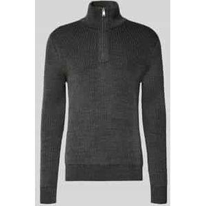 Regular fit schipperstrui in ribgebreide structuur