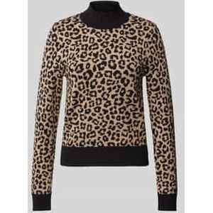 Regular fit gebreide pullover van viscosemix met geometrisch motief, model 'ARIA'