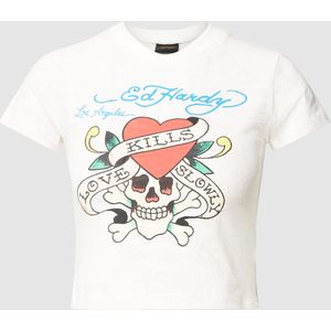 T-shirt met motiefprint, model 'LOVE KILLS BABY'