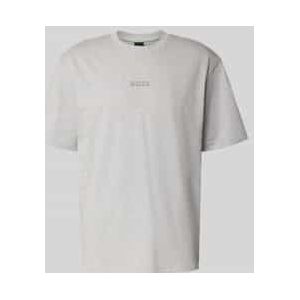 BOSS - Shirt - Lichtgrijs - Jersey - Ronde Hals - Kwartmouw