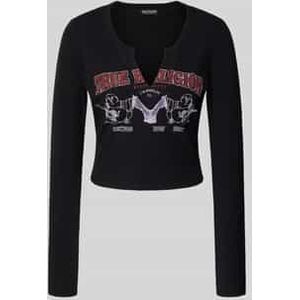 Kort shirt met lange mouwen en labelprint, model 'BUDDHA'