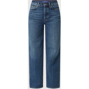 Straight fit high rise jeans van biologisch katoen, model 'The Ripple'