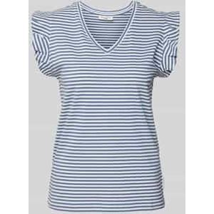 Marc O’Polo Denim - T-shirt - Wit - Puur Katoen - Regular Fit, Volantmouwen, Geribde V-hals
