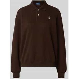 Sweatshirt met polokraag en labelstitching