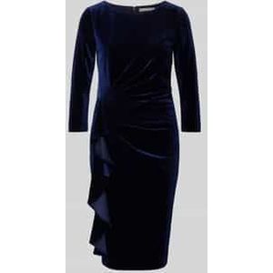 Knielange cocktailjurk met ronde hals