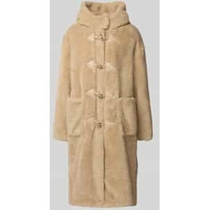 Fleecemantel met capuchon en knoopsluiting