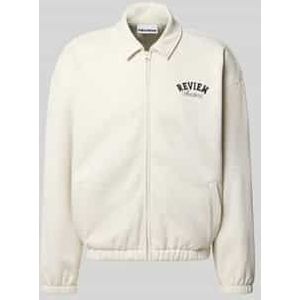 Sweatjack met platte kraag en steekzakken