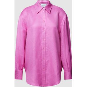 Linnen blouse in effen design, model 'AUGUSTE'
