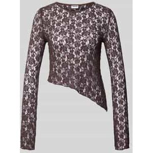 Semi-transparant shirt met lange mouwen in asymmetrische vorm