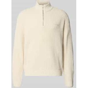 Gebreide pulllover met opstaande kraag en ritssluiting