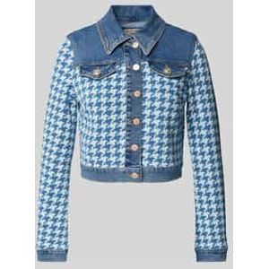 Jeansjack met pied-de-poule-motief