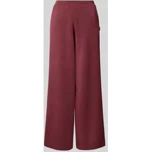 Wide leg stoffen broek met labelapplicatie, model 'OLYMPE'
