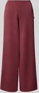 Wide leg stoffen broek met labelapplicatie, model 'OLYMPE'