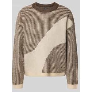 Loose fit gebreide pullover met all-over motief, model 'LINNA'