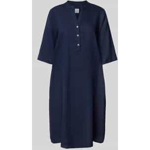 Knielange linnen jurk met tuniekkraag
