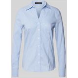 MORE & MORE - Blouse 'BILLA' - Blauw/Wit - Klassieke Blouse