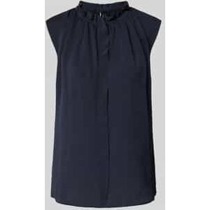 Blousetop met opstaande kraag en kapmouwen