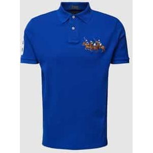 Custom slim fit poloshirt met motiefstitching