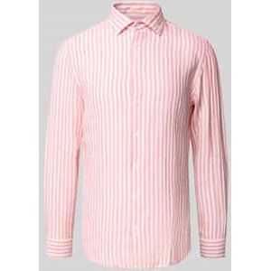 Slim fit linnen overhemd van puur linnen met kentkraag