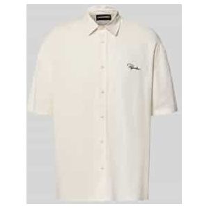 Relaxed fit vrijetijdsoverhemd met labelstitching, model 'Salwa'