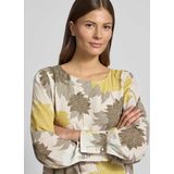 Marc Cain - Jurk - Kaki - Bloemenprint - Knielengte - Lange Mouw