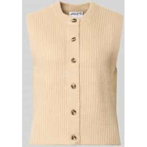 Mouwloos vest met wol en knoopsluiting