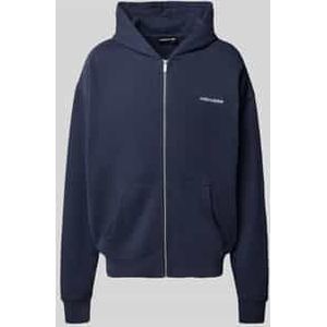 Oversized sweatjack met logostitching en capuchon