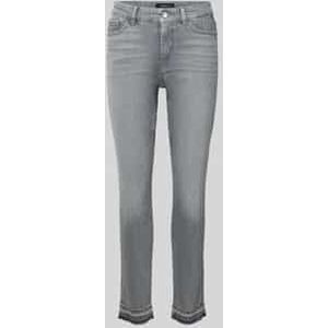 Slim fit jeans in used-look met siersteentjes