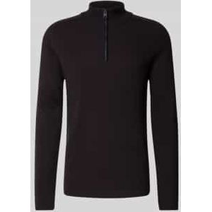 Gebreide pullover met geribde opstaande kraag, model 'FALCINO'