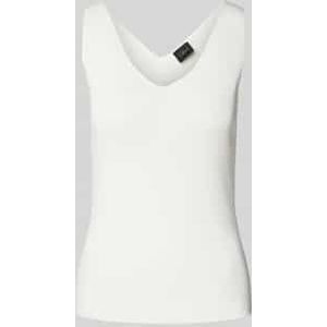 Imprimé - Top - Wit - V-hals - Mouwloos - Slim Fit