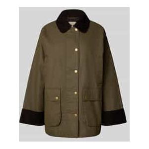 Wide fit gewaxt jack van katoenmix met klepzakken, model 'Barn'