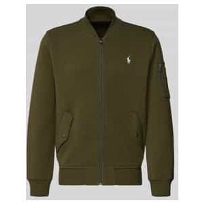 Regular fit sweatjack met logostitching, model 'Double'