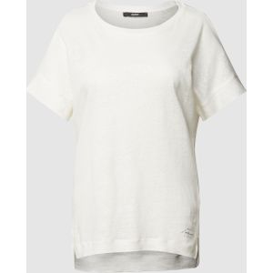T-shirt van puur linnen met labeldetail