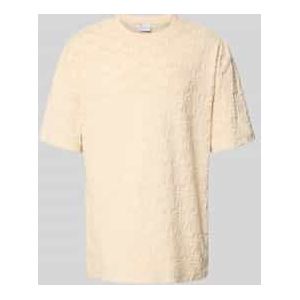 Karl Kani - Shirt - Beige - Katoen - Wijde Pasvorm - Kwartmouw